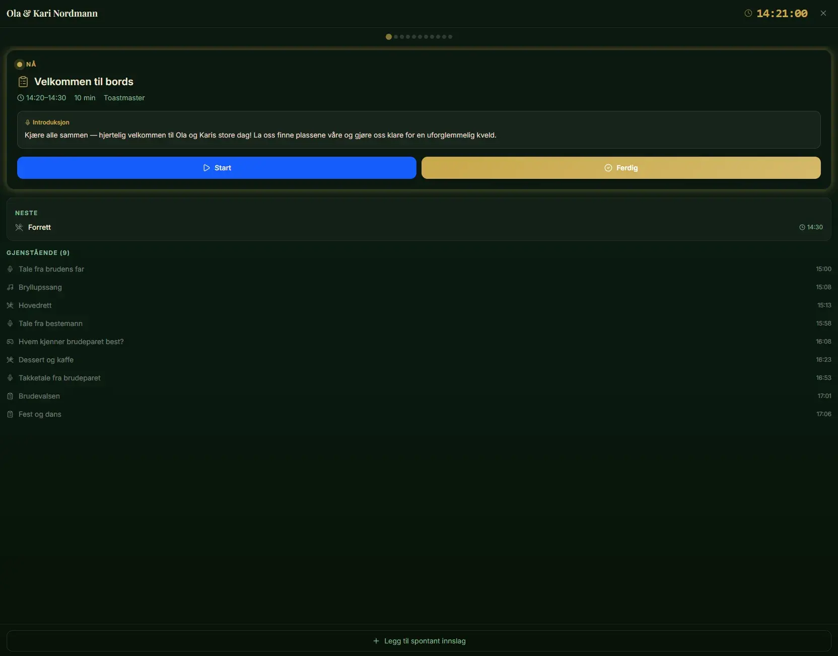 Skjermbilde av live-modus i Toastmasteren
